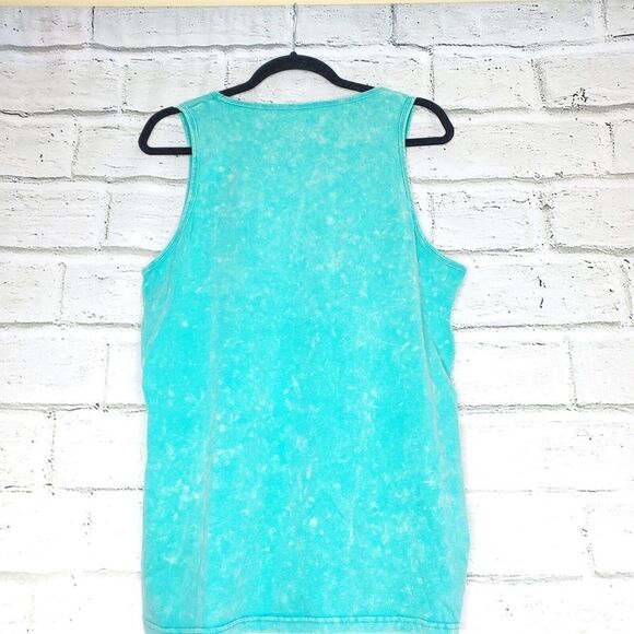 Dutch Bros Vibe Tank Top Mens Medium Mint Green Light Bleach Overall Wash Cotton - Picture 7 of 7